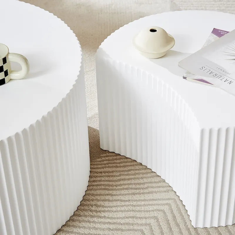 Moderne glamoureuze ronde nesting-bijzettafelset voor de woonkamer (set van 2), niet gemonteerd