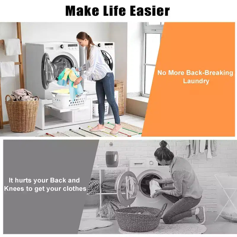 GDLF wasmachine- en drogerverhogers, universele standaard voor wasmachine en droger met uittrekbare plank, wit