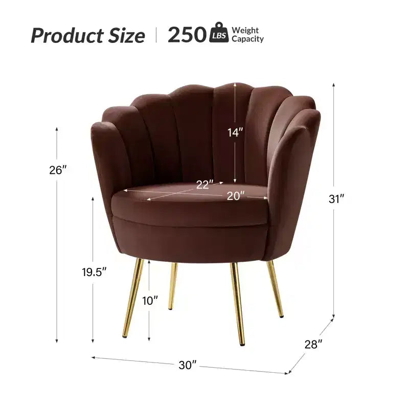 Comfy Barrel Chair with Golden Metal Legs, Living Room Accent Chair
