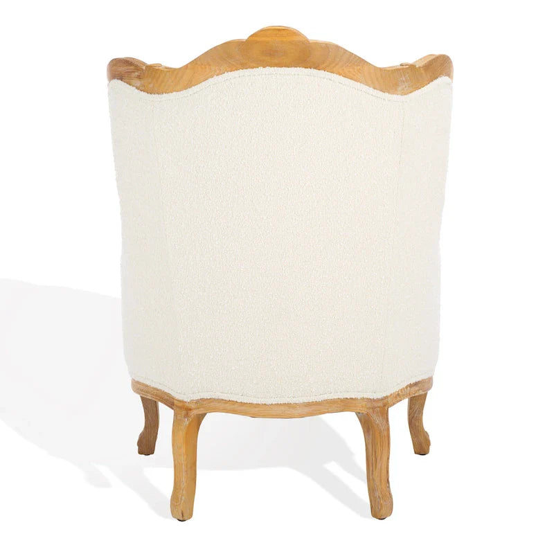 SAFAVIEH Couture Kali-vleugelstoel van eikenhout en natuurlijk linnen - 34Wx34Dx40H