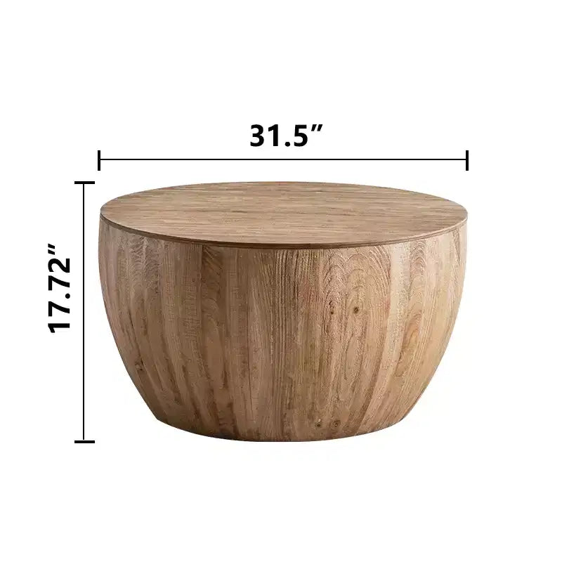 Ronde salontafel met opbergruimte in retrostijl, gemaakt van hout, geschikt voor de woonkamer, eetkamer of kantoor.