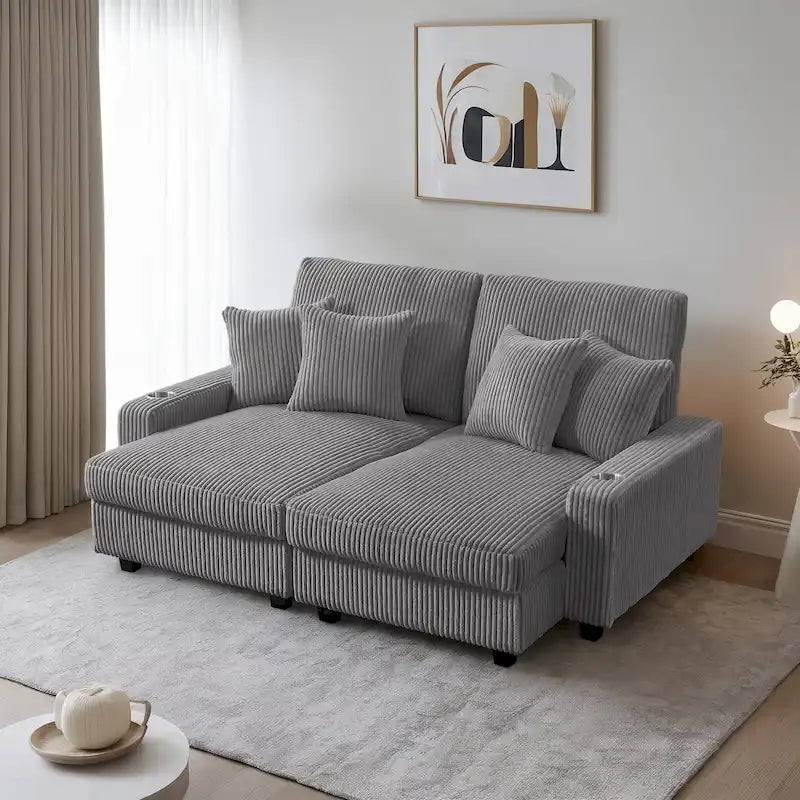 74 Inch Wide Upholstered Chaise Lounge with Adjustable Backrest
