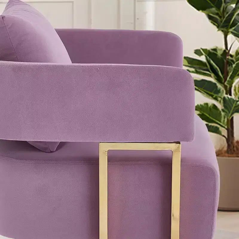 Set van 2 moderne gestoffeerde fauteuils met gouden metalen poten voor woonkamer, slaapkamer of kantoor