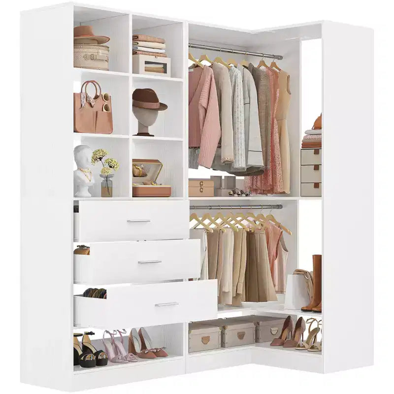 Lot de 2 systèmes de rangement autoportants Besiost avec 4 tiroirs, organisateur de dressing avec tringle