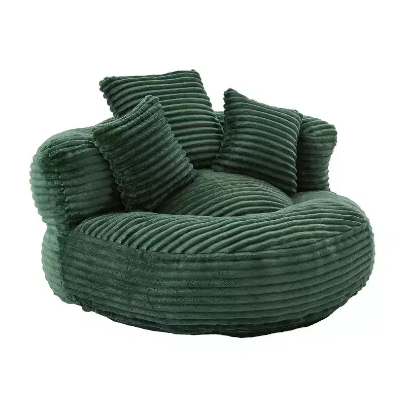 Sitzsacksofa für Erwachsene und Kinder, übergroßer Cord-Sitzsack mit 3 Kissen und Armlehnen für Wohnzimmer und Schlafzimmer - ModernLuxe