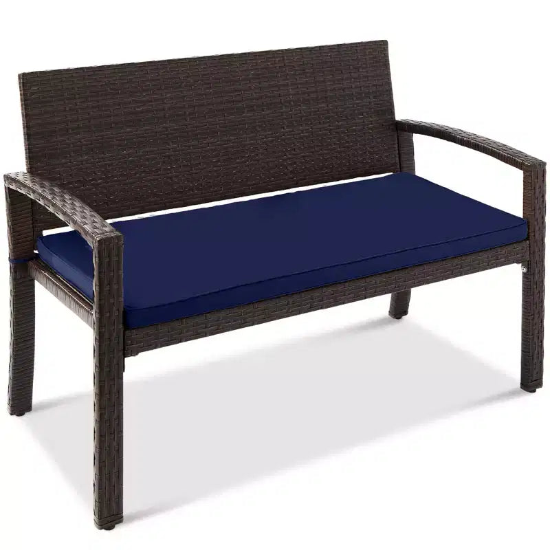 Best Choice Products Outdoor-Gartenbank aus Korbgeflecht für 2 Personen, Garten- und Terrassenmöbel mit einer Tragkraft von 700lb, Kissen