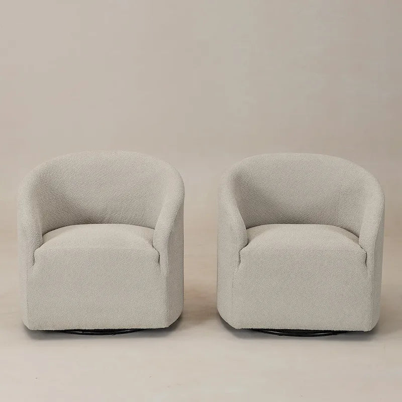 Fauteuil pivotant tonneau KINWELL 32 W rembourré en bouclé (lot de 2)