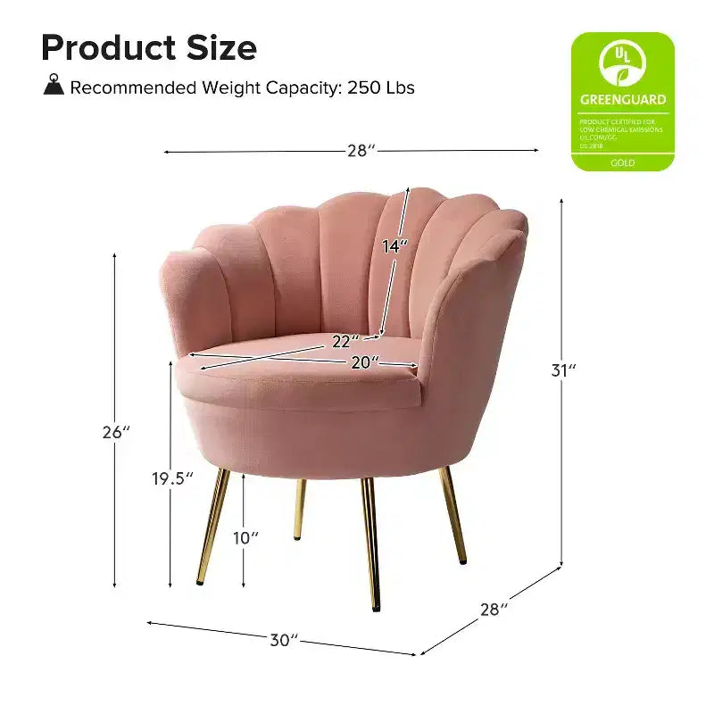 Comfy Barrel Chair with Golden Metal Legs, Living Room Accent Chair