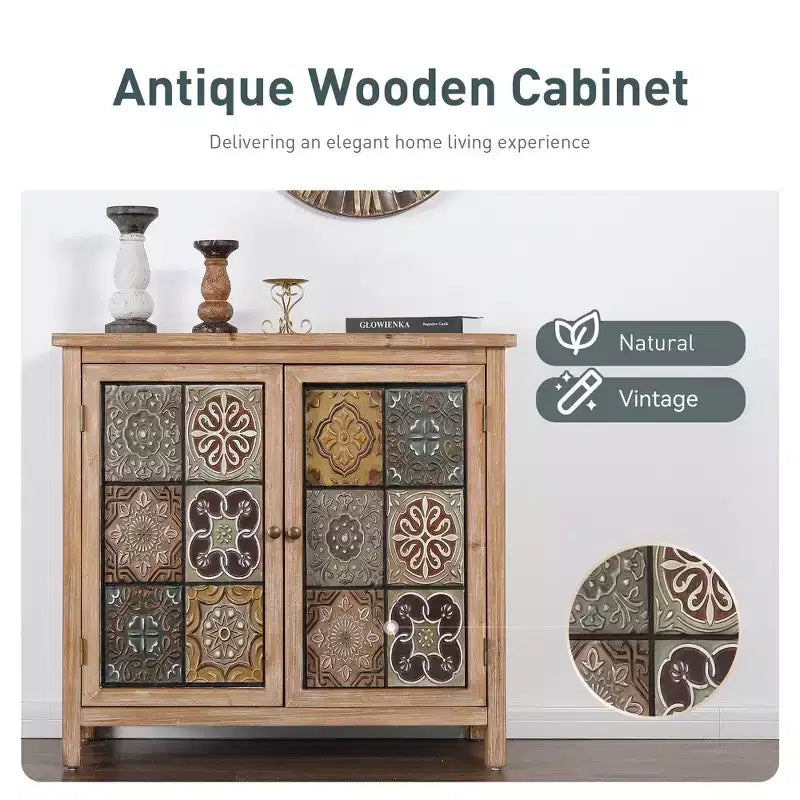 Captiva Designs accent-opbergkast met 2 deuren en verweerd ruitpatroon voor de hal en woonkamer