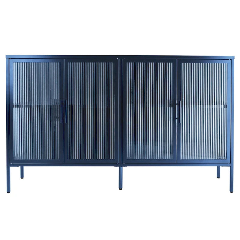 Metallschrank mit gehärteter Glasscheibe und verstellbarem Einlegeboden