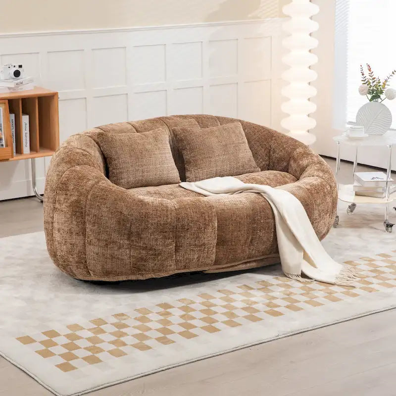 GDFStudio - Divano relax a 2 posti Laurel in ciniglia con schiuma ad alta densità e comfort extra