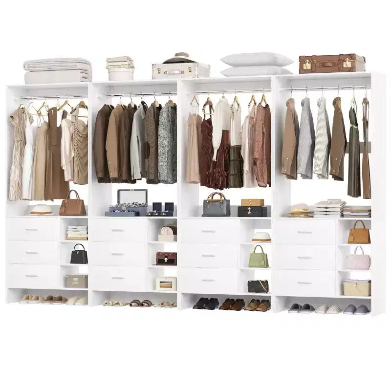 Lot de 4 organisateurs de placard Besiost avec tiroirs en bois et tringles à vêtements