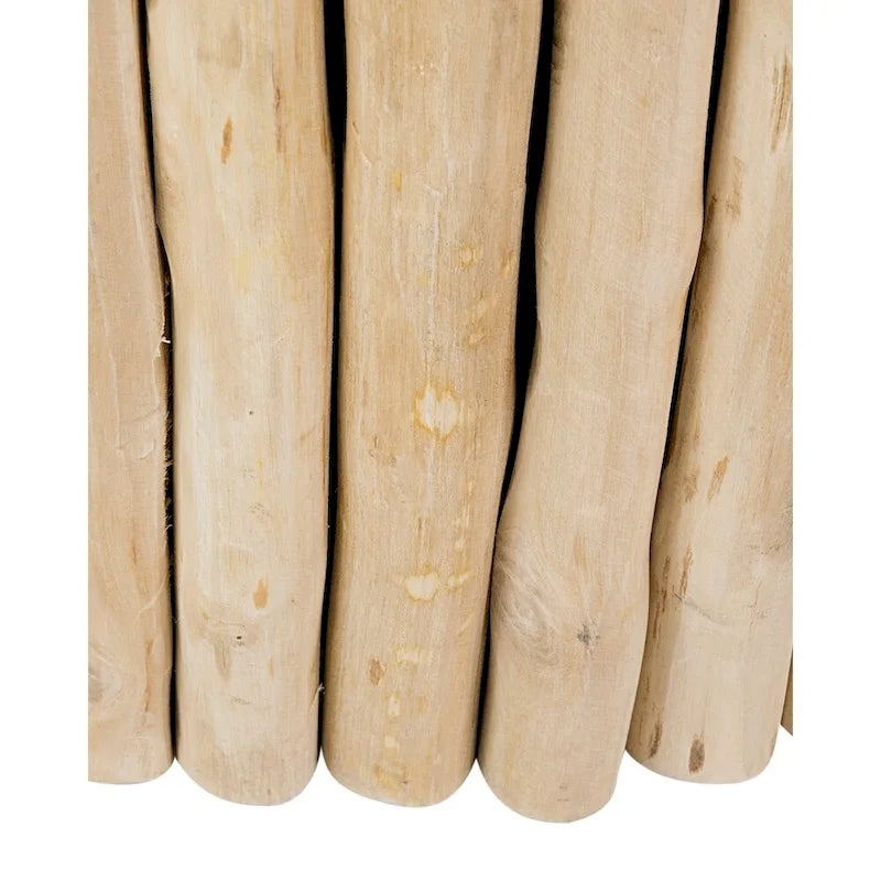 Runder Couchtisch aus massivem Teakholz in Naturbraun mit Astbündel-Design von East at Main