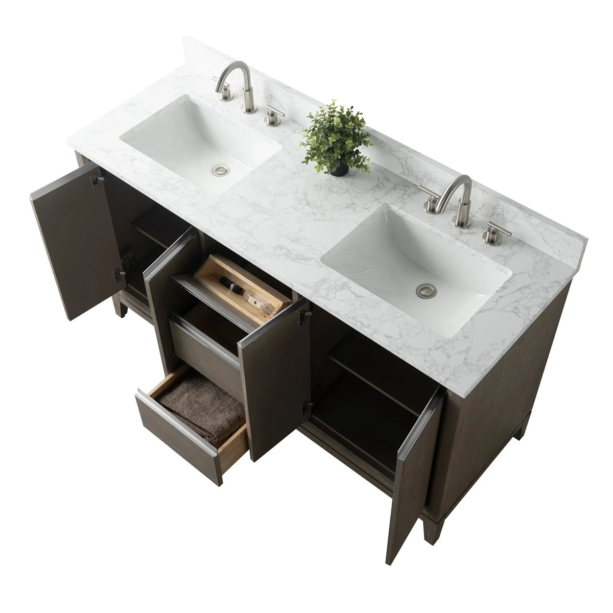 Vanity Art Bathroom Vanity with Ceramic Sink and Engineered Marble Top