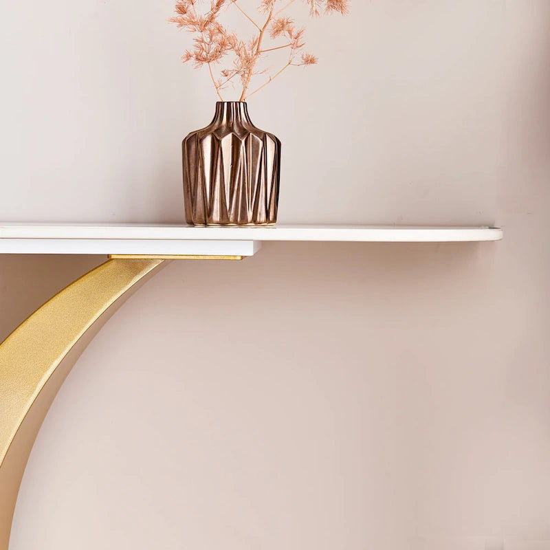 Moderner Konsolentisch, elegantes Design, Metallgestell mit verstellbaren Fußgleitern für den Eingangsbereich