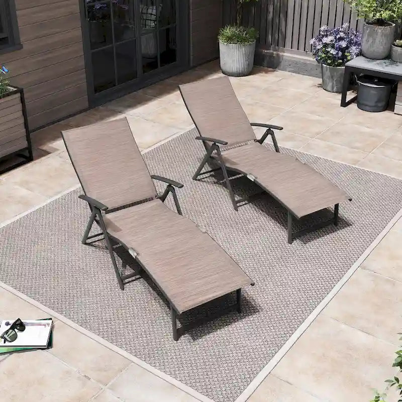 Pellebant 2er-Set verstellbare Gartenliegen aus Aluminium - N/A