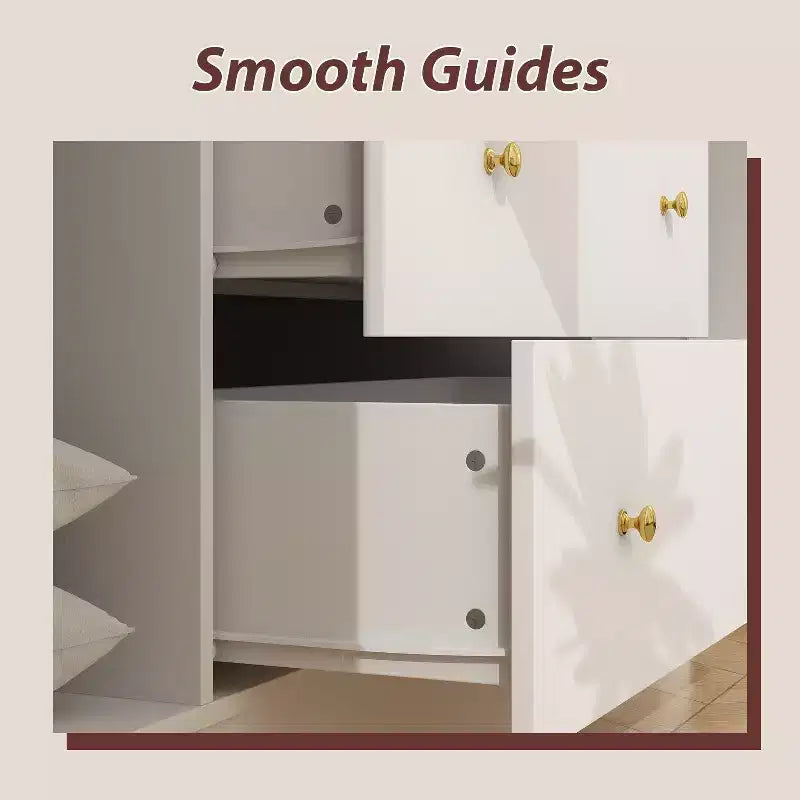 Hitow Kleiderschrank mit 2 großen Schubladen, mittigem Hängbereich und Spiegel, minimalistischer Stil