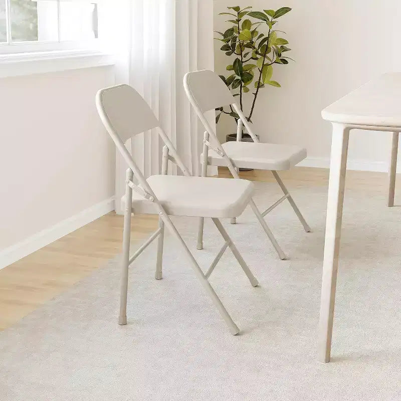 Ensemble de 8 chaises pliantes tout acier avec dossiers, chaises de salle à manger pliables en métal robuste, capacité de 350 lbs, pour l’intérieur et l’extérieur