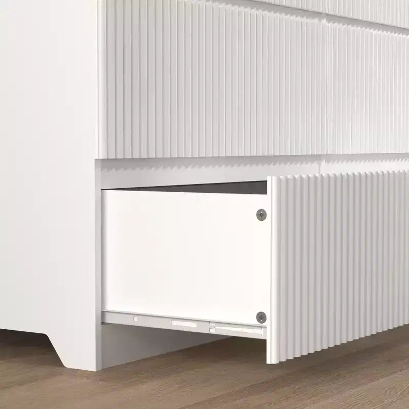 Kommode mit 6 Schubladen fürs Schlafzimmer, geriffelte Kommode mit einer Breite von 47, TV-Ständer aus Holz, Aufbewahrung für Kleidung im Schlafzimmer, Flur und Eingangsbereich