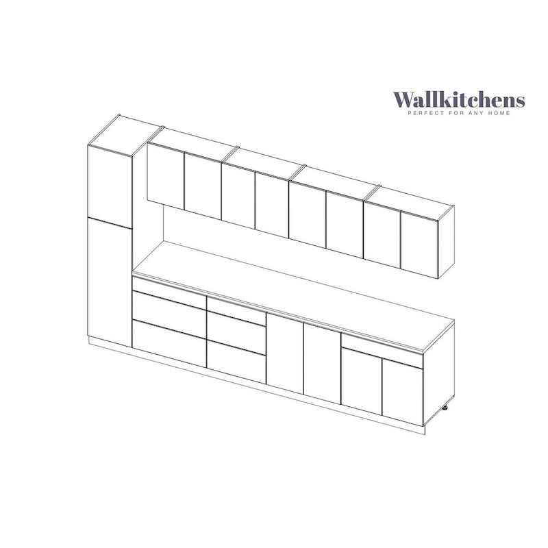 Collezione cucina elegante, base nera, misura 11Ft di larghezza - 135x24