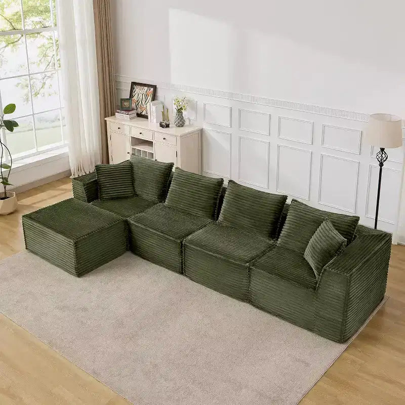 Canapé modulaire nuage de 107/ 137, canapé profond sans structure, canapé convertible confortable pour le sol avec poufs et mousse à mémoire de forme