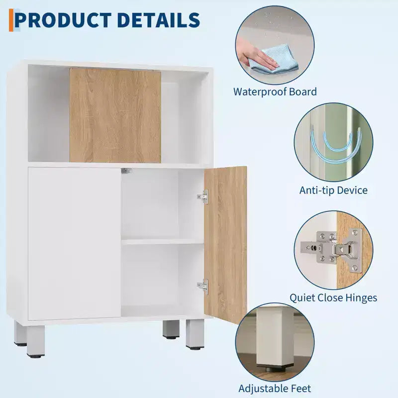 CuisinSmart Holzschrank mit Schiebetüren und verstellbaren Einlegeböden, Sideboard und Anrichte, Badschrank und Vitrine, Weiß