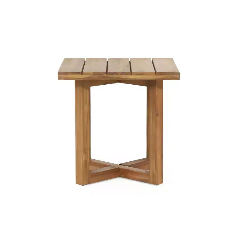 Ensemble de deux bains de soleil de patio modernes en acacia Ming de Christopher Knight Home, avec table d’appoint carrée à lattes