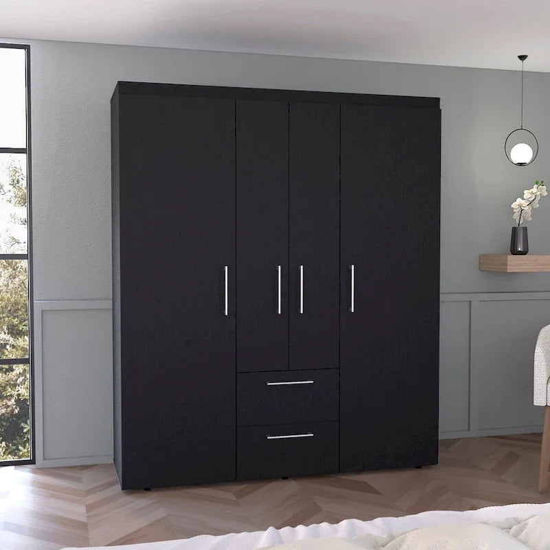 Kleiderschrank Bariloche mit Kleiderstangen, Regalböden und 2 Schubladen