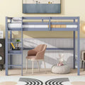 Lit mezzanine minimaliste Okak avec échelle, lit mezzanine pour lit simple en bois d’hévéa avec garde-corps de sécurité et bureau intégré, cadre de lit pour enfants et adolescents
