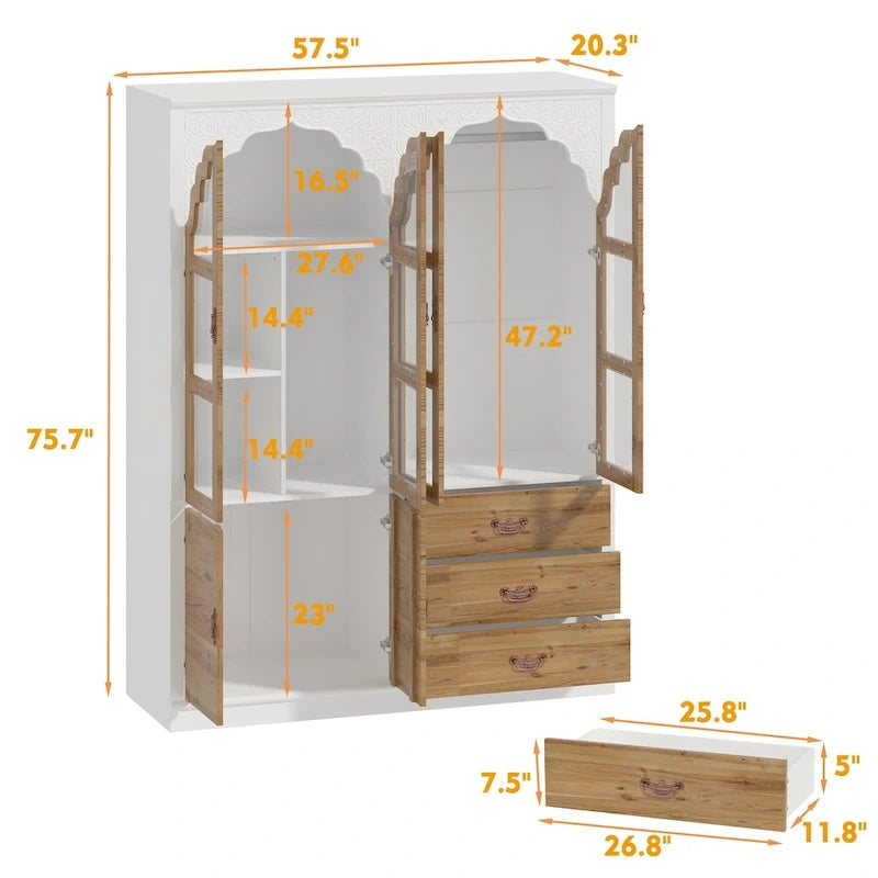 Set vintage composto da due ampi armadi guardaroba con dettagli in metallo