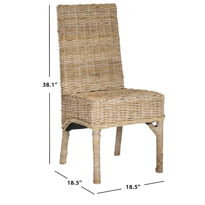 SAFAVIEH Karyl Esszimmerstuhl aus unbehandeltem Natur-Rattan (2er-Set) - 18.5 x 18.5 x 38.1 - 19Wx19Dx38H