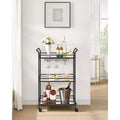 Carrello bar, carrello di servizio per bar domestico, piccolo carrello bar con 3 ripiani, portabottiglie e portabicchieri, carrello bar, 15 x 23.6 x 36.2 pollici