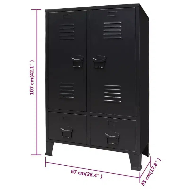 vidaXL Wardrobe Black Sheet Metal Medium Adjustable Shelves
