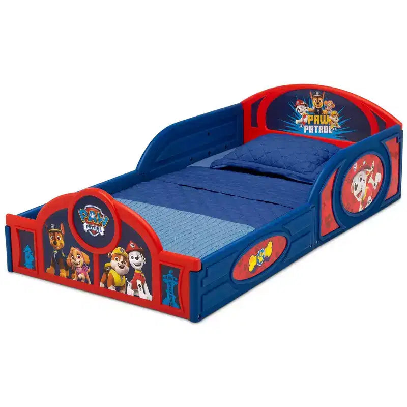 Delta Children Kunststoff-Kleinkinderbett zum Schlafen und Spielen mit integrierten Schutzgittern - PAW Patrol