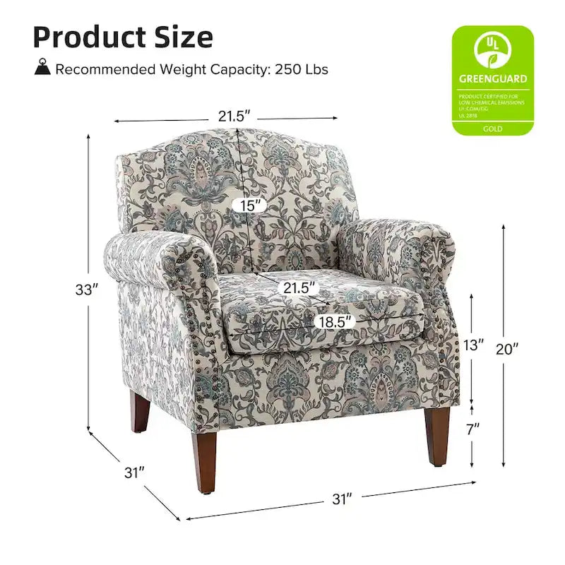 Giampiero fauteuil voor de woonkamer met siernagels, set van 2, van HULALA HOME