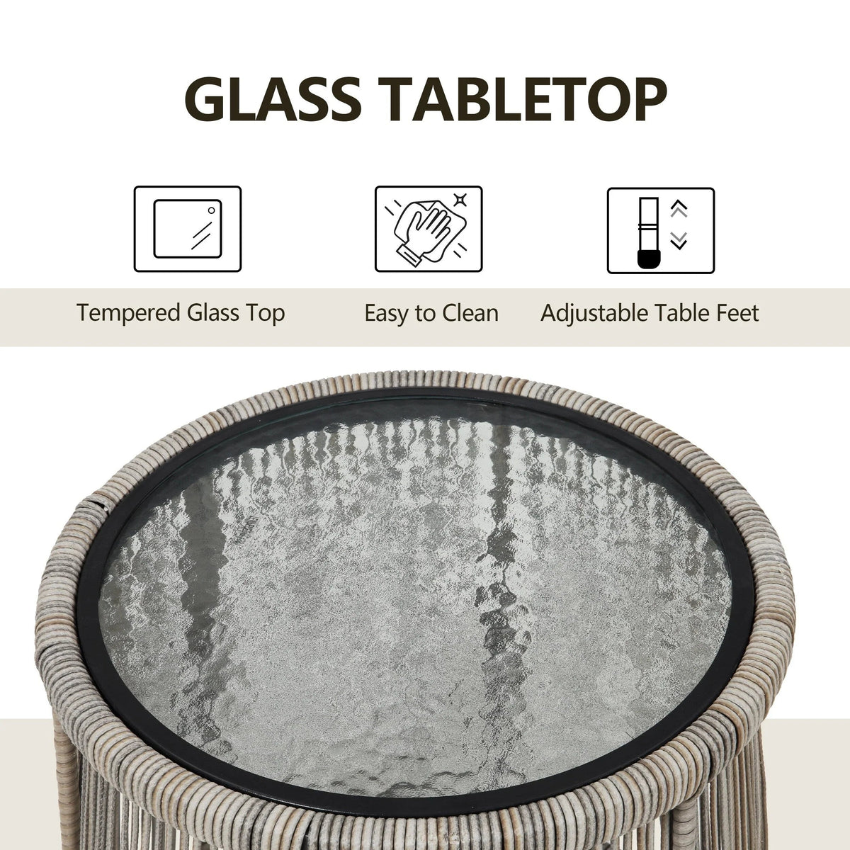 3-teiliges Outdoor-Bistroset aus Korbgeflecht, wetterfeste Rattan-Gartenmöbel mit Stühlen und Kissen