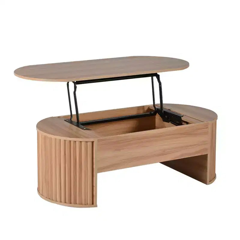 Salontafel van 47.2 met hefblad, ovale houten middentafel met verborgen opbergruimte, moderne cocktailtafel voor de woonkamer, slaapkamer of het kantoor