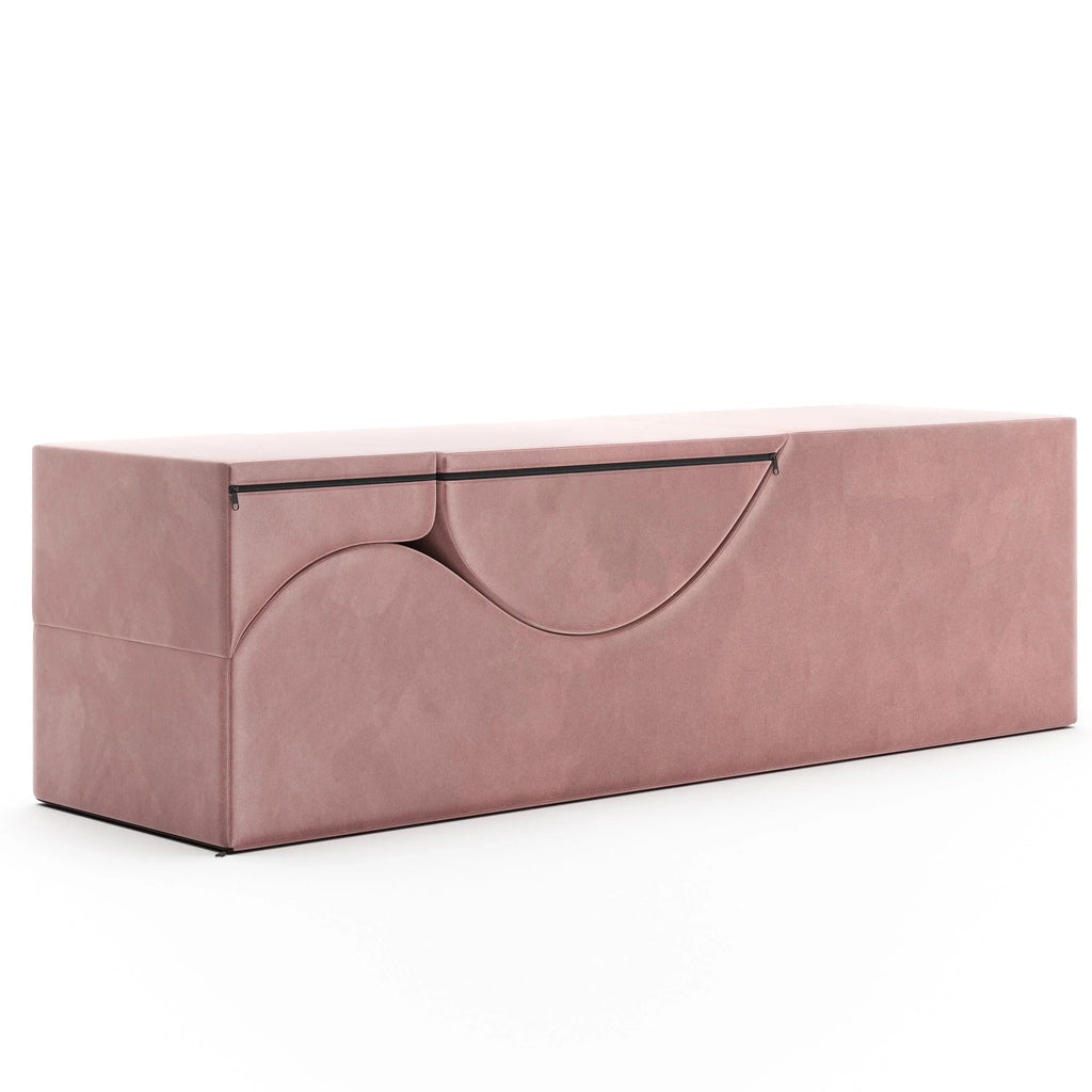 Méridienne convertible Avana Kami / yoga et massage - pouf 2-en-1 avec chaise longue de yoga pliable dissimulée, microvelours - N/A