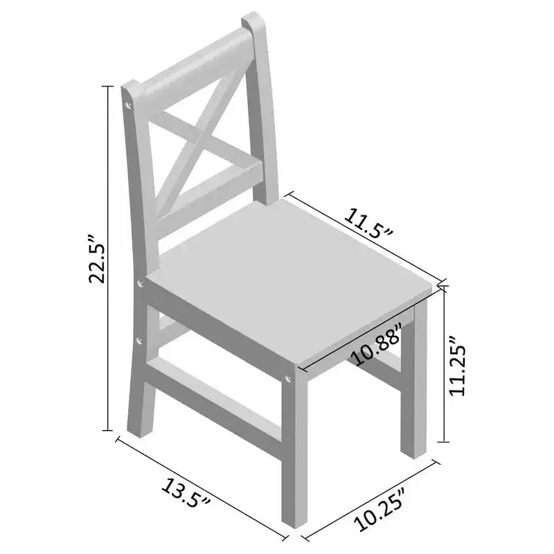 Ensemble de table et de chaises pour enfants eHemco en bois massif (4 chaises incluses), 5 pièces