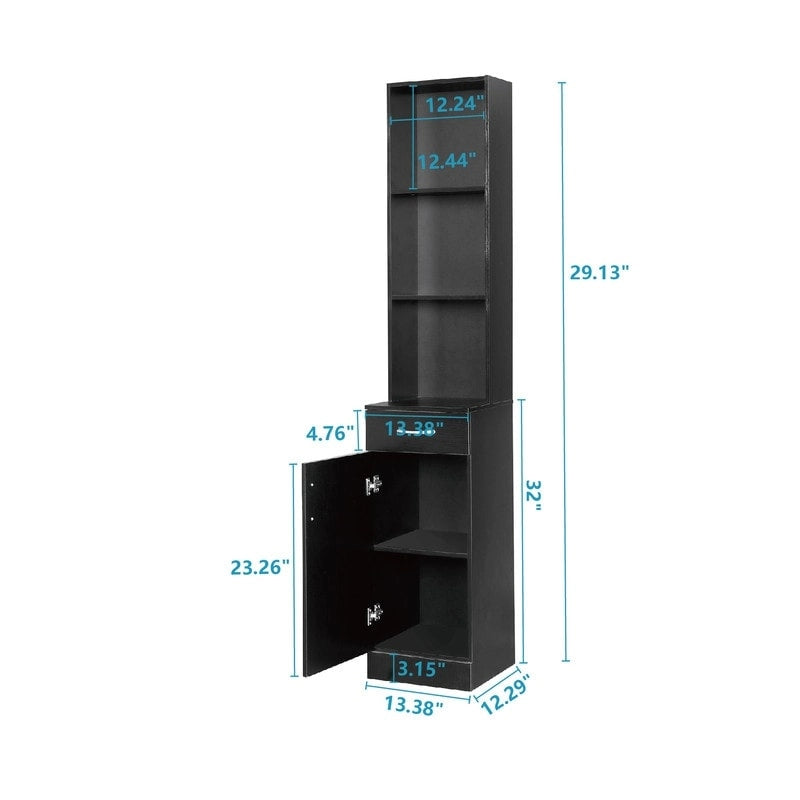 Hochschrank, Badezimmerschrank zur Wandmontage, schwarz