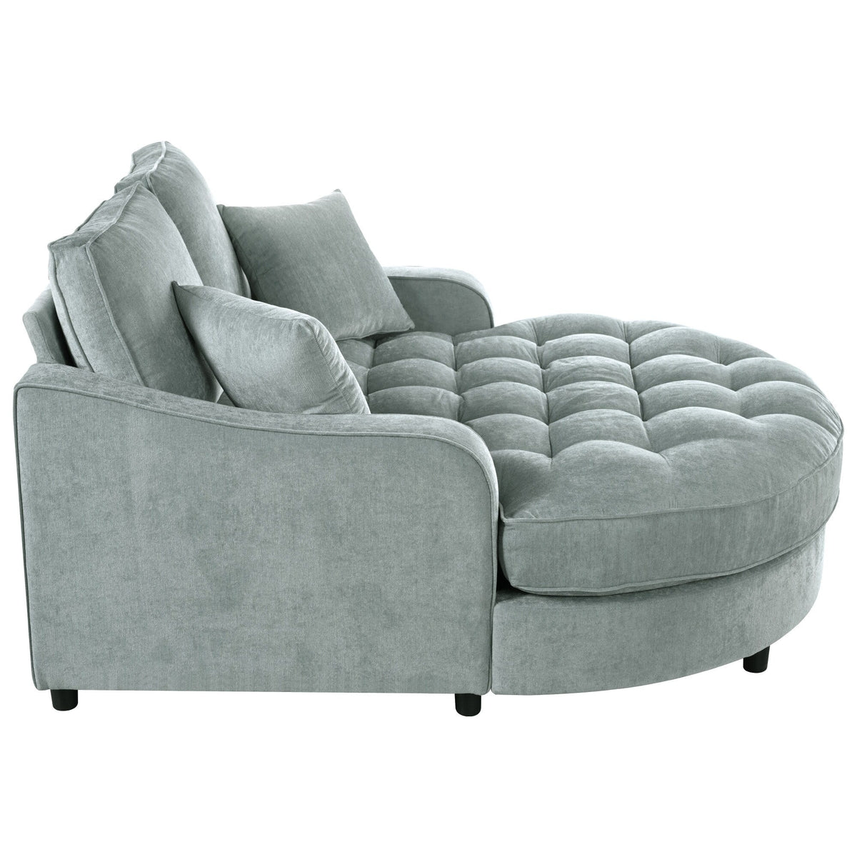 Chaiselongue-Schlafsofa aus Chenille, gepolstertes Sofa mit gesteppter Rückenlehne und 2 abnehmbaren Kissen für das Wohnzimmer