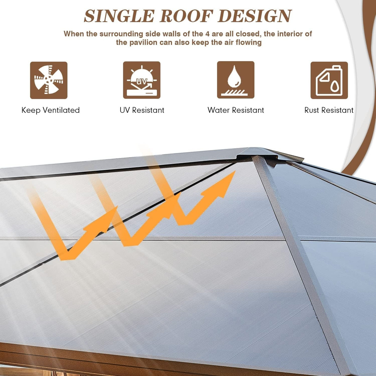 EROMMY hardtop-paviljoen, pergola voor buiten met dubbel dak, netten en gordijnen, extra stevig zonnescherm voor terras, achtertuin en zwembadfeest