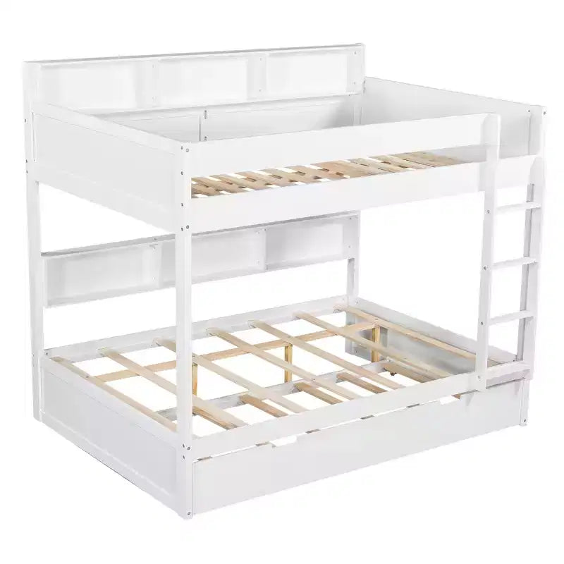 Luxystar modern stapelbed met twee tweepersoonsbedden, planken en onderschuifbed