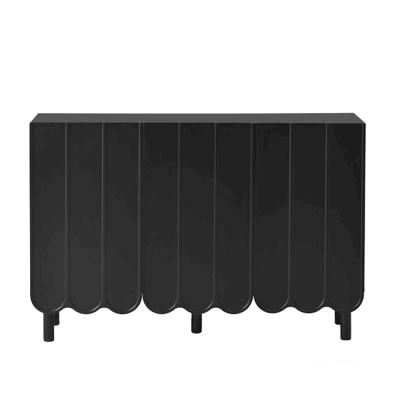Minimalistischer Schuhschrank im Cremestil mit 5 Beinen aus Massivholz, Sideboard mit verstellbaren Ablagen