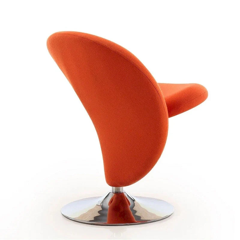 Poltrona girevole decorativa Curl Manhattan Comfort in misto lana e cromo (set da 2)