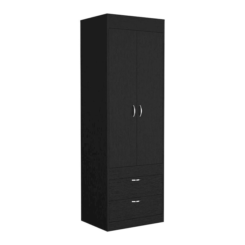 18.9  moderner zweitüriger Kleiderschrank mit zwei unteren Schubladen und Kleiderstange fürs Schlafzimmer