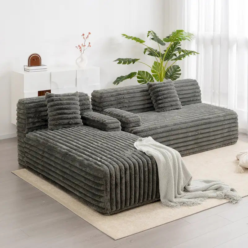 Cloud-Ecksofa, modernes Polstersofa mit 2 Zierkissen, frei kombinierbares Sofa, modulares Ecksofa in L-Form
