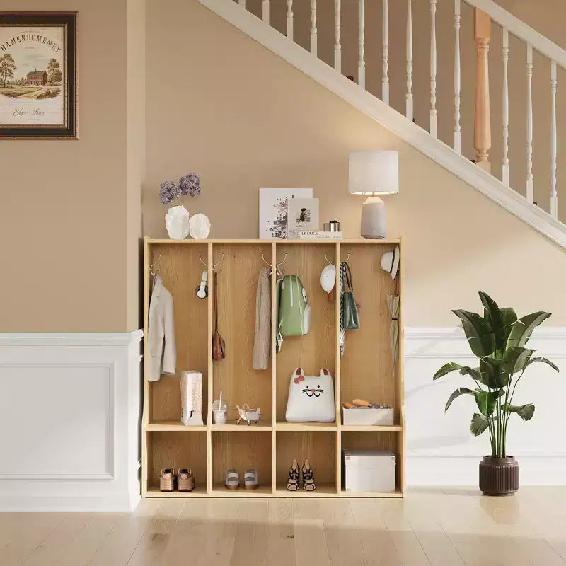 Acekool Garderobenschrank für Kinder mit 4 Fächern und 8 Haken für Klassenzimmer, Kinderzimmer und Zuhause