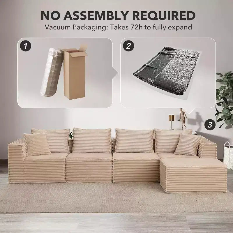 Canapé modulaire nuage de 107/ 137, canapé profond sans structure, canapé convertible confortable pour le sol avec poufs et mousse à mémoire de forme