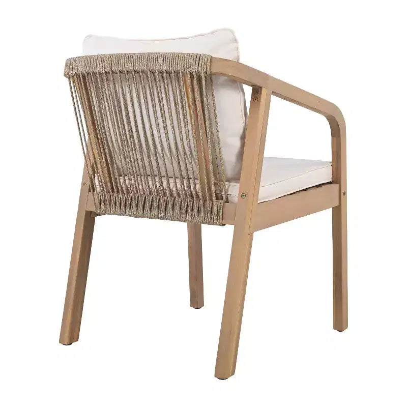 Christopher Knight Home Olcott 7-teiliges Garten-Esszimmer-Set aus Akazienholz mit ausziehbarem Tisch und geflochtenen Seil-Armlehnstühlen